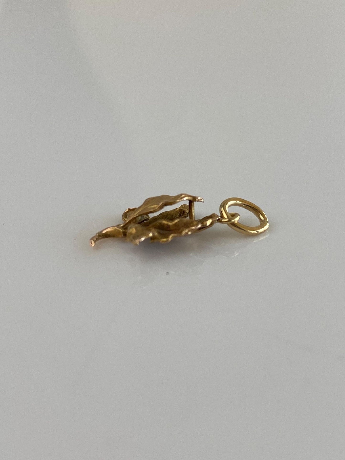 Vintage Solid 14k Yellow Gold Leaf Stick Pin Conversion Charm