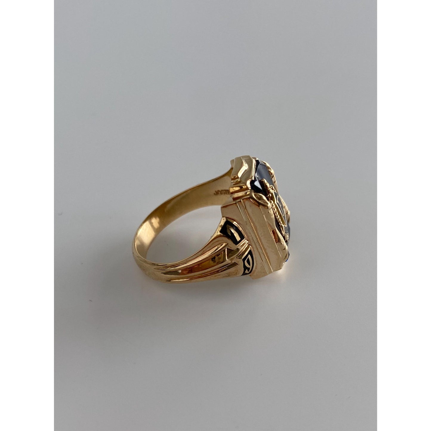 Vintage Solid 10k Yellow Gold Blue Spinel Euclid 1964 Class Ring - Size 6.25