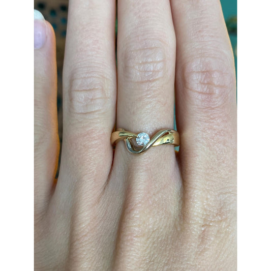 Vintage Solid 18k Yellow & White Gold Diamond Ring Band - Size 7.25