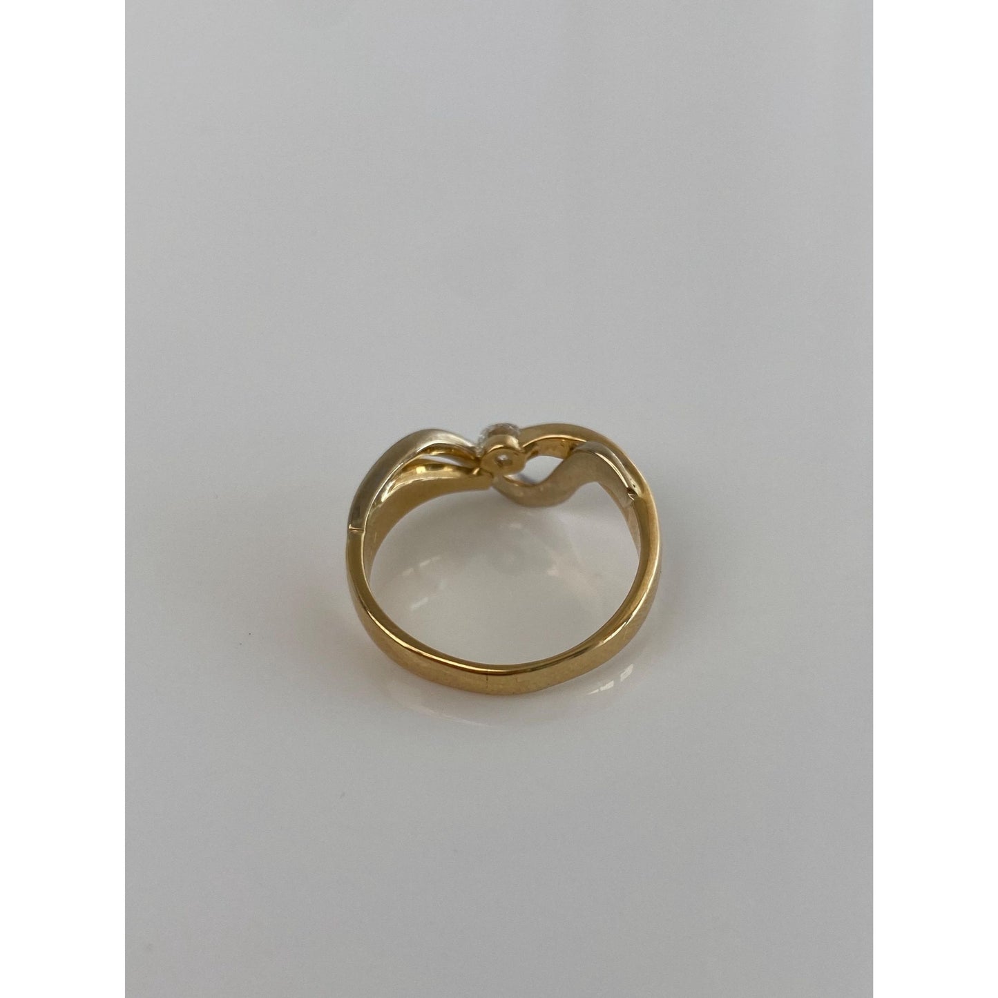 Vintage Solid 18k Yellow & White Gold Diamond Ring Band - Size 7.25