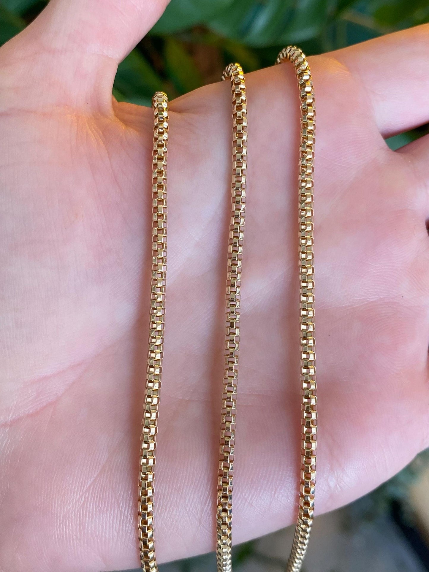 Vintage 14k Yellow Gold Open Weave Rounded Chain Necklace - 27.75 inches