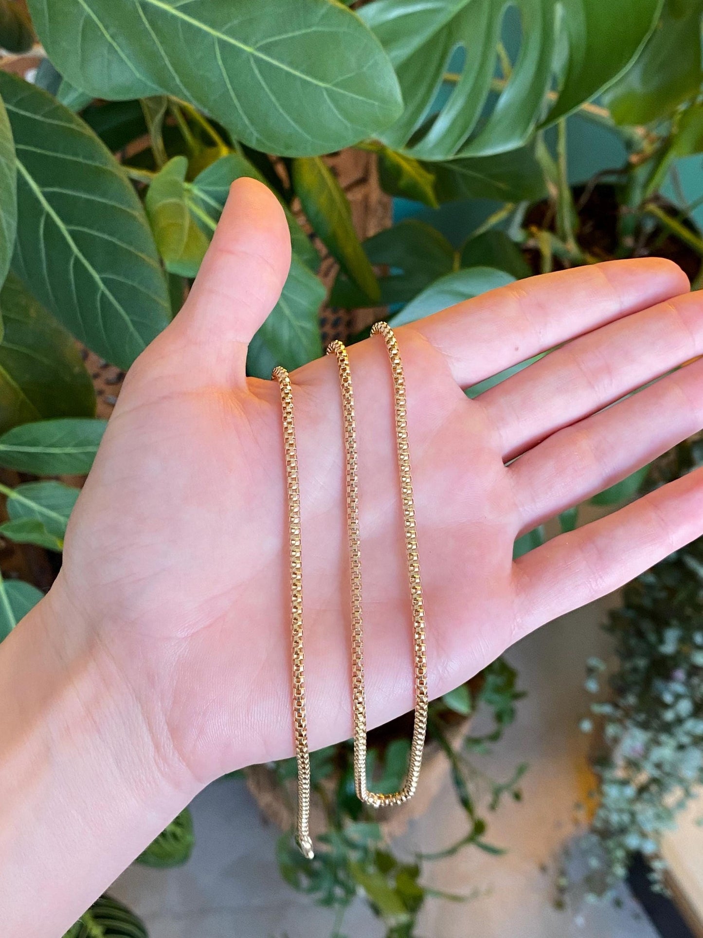 Vintage 14k Yellow Gold Open Weave Rounded Chain Necklace - 27.75 inches