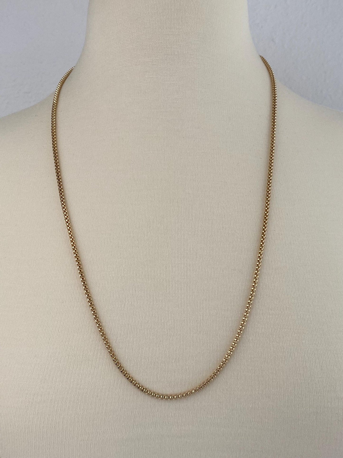 Vintage 14k Yellow Gold Open Weave Rounded Chain Necklace - 27.75 inches