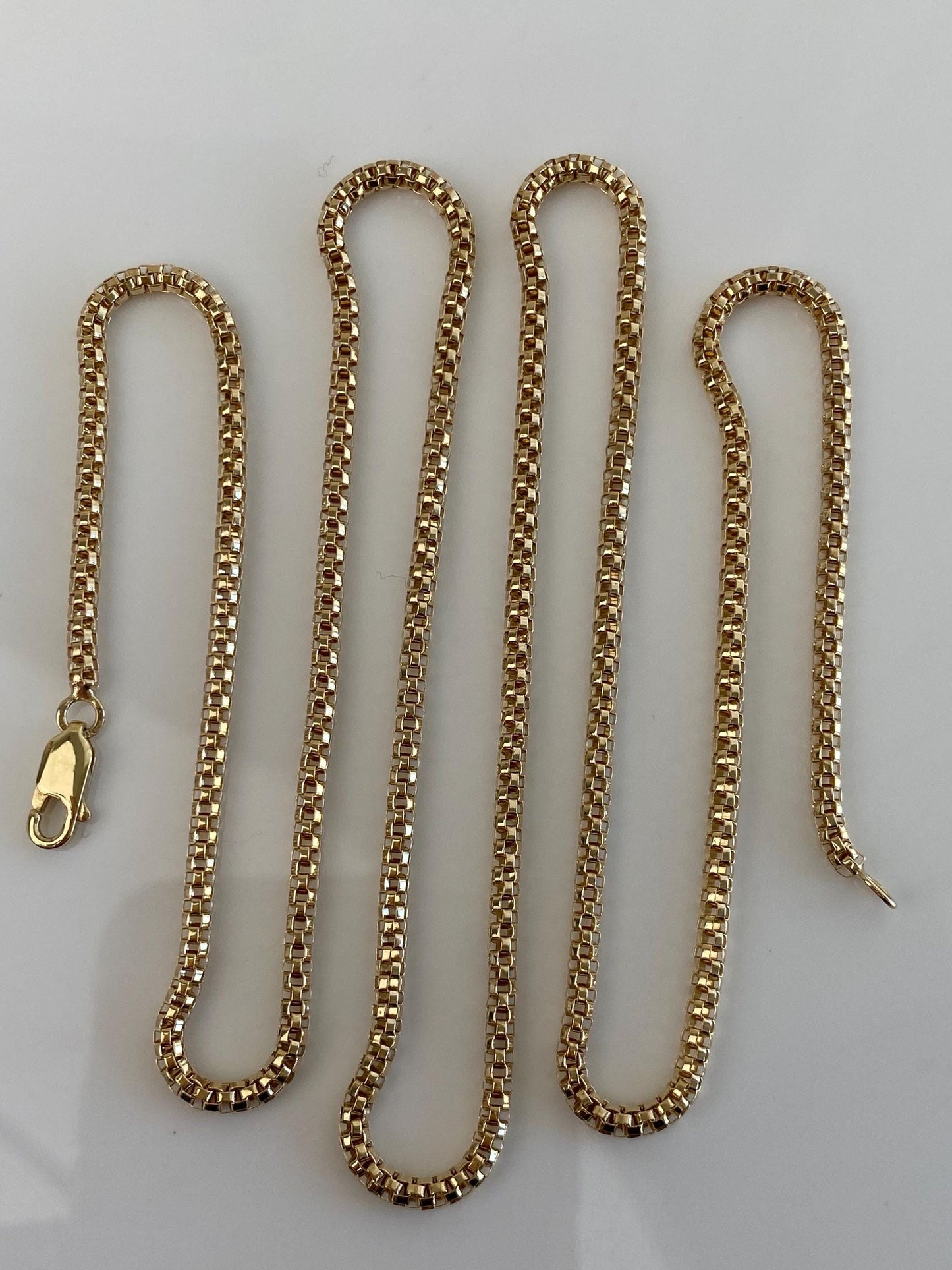 Vintage 14k Yellow Gold Open Weave Rounded Chain Necklace - 27.75 inches
