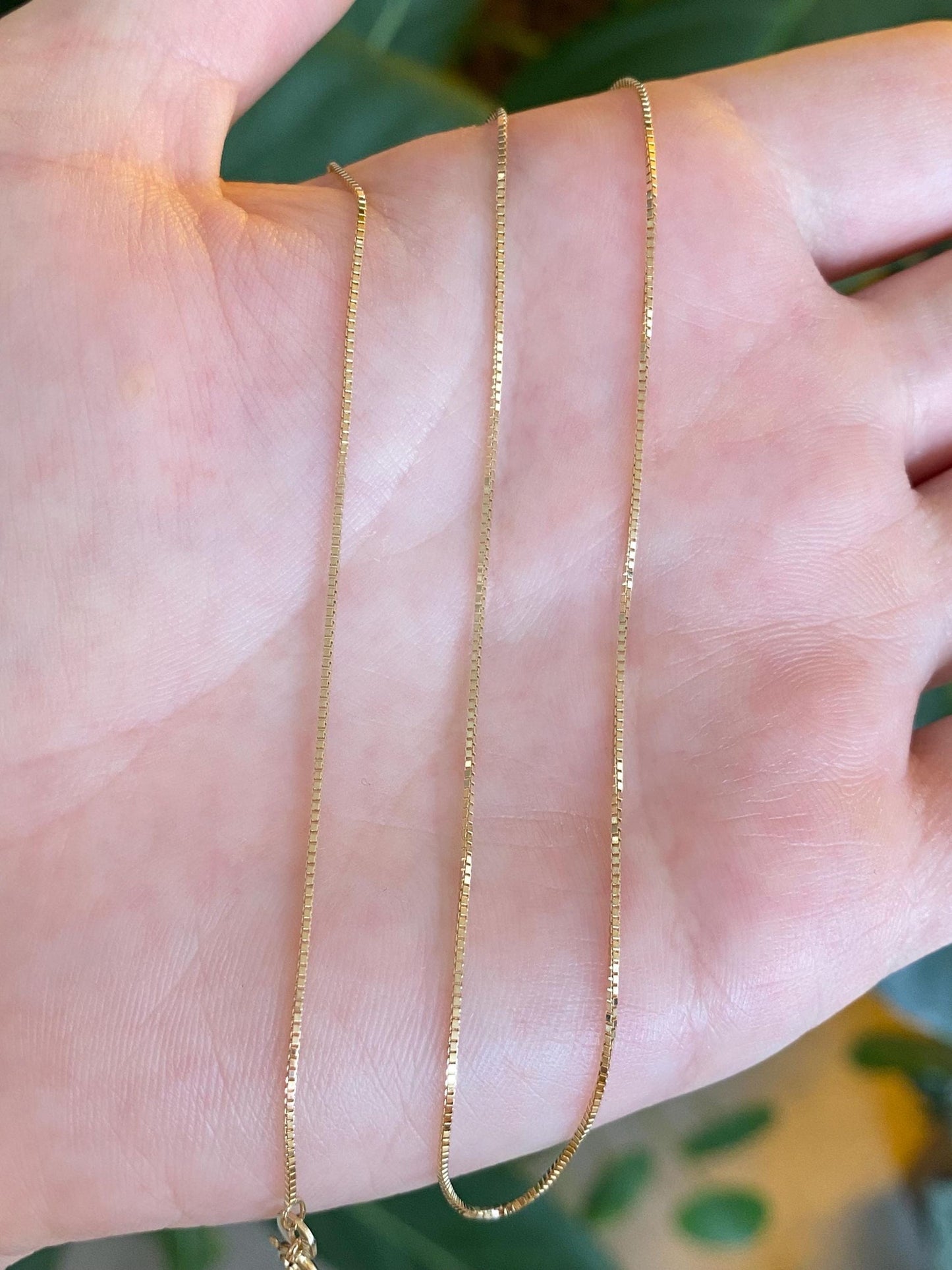 Vintage Solid 14k Yellow Gold Box Chain Necklace - 18 inches
