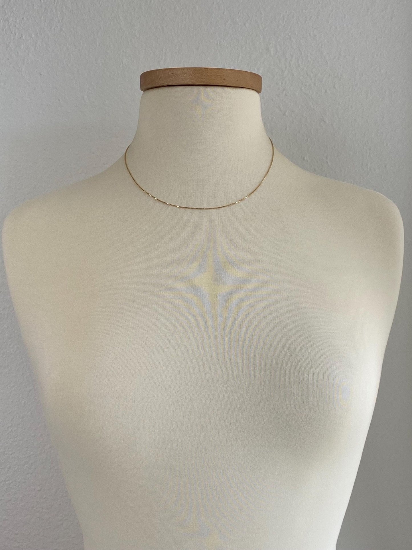 Vintage Solid 14k Yellow Gold Box Chain Necklace - 18 inches