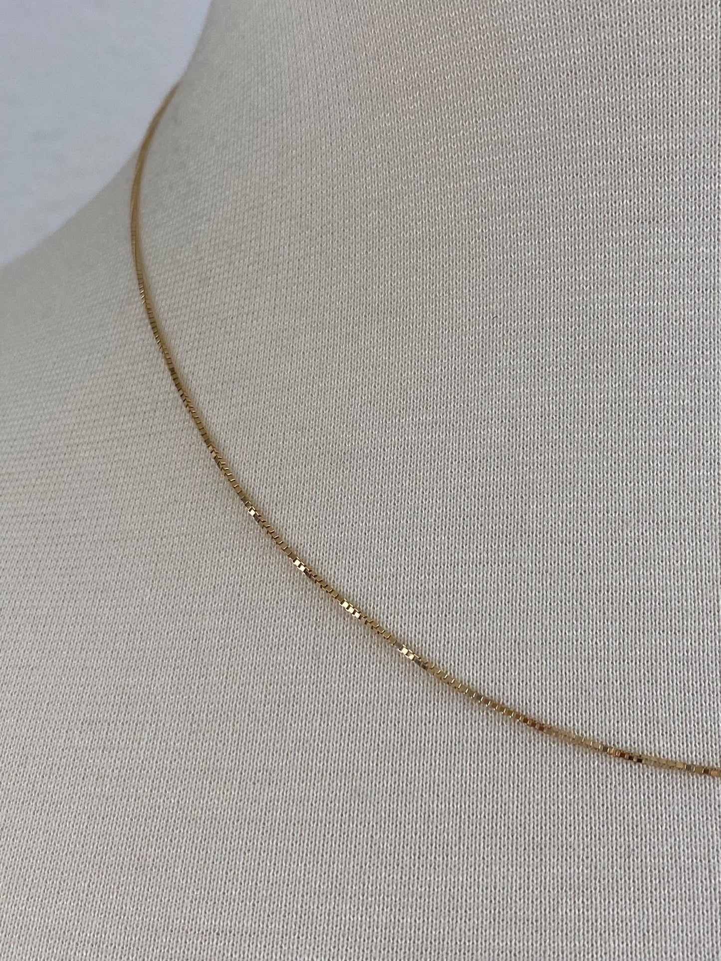 Vintage Solid 14k Yellow Gold Box Chain Necklace - 18 inches