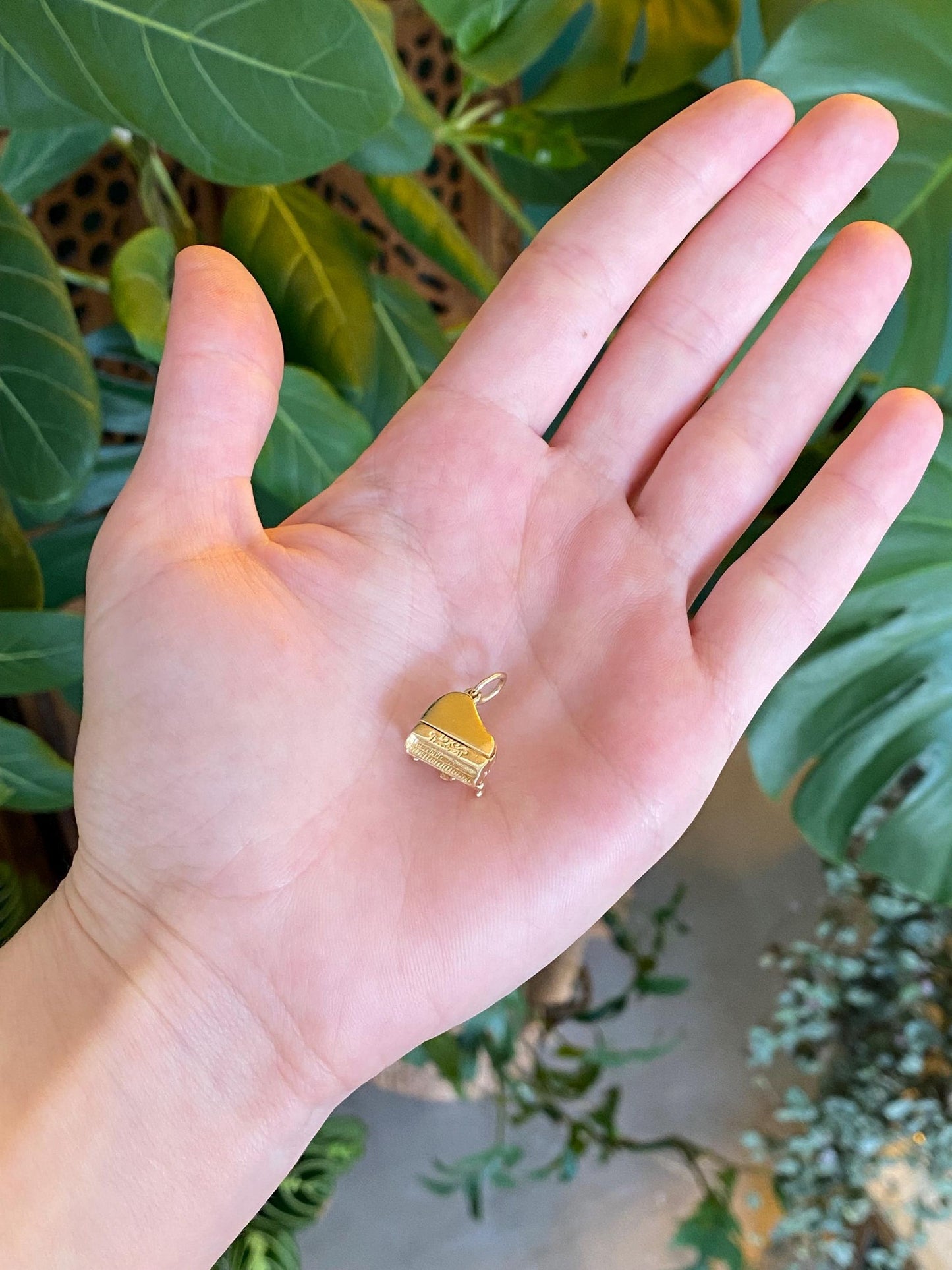 Vintage Solid 14k Yellow Gold Piano Charm