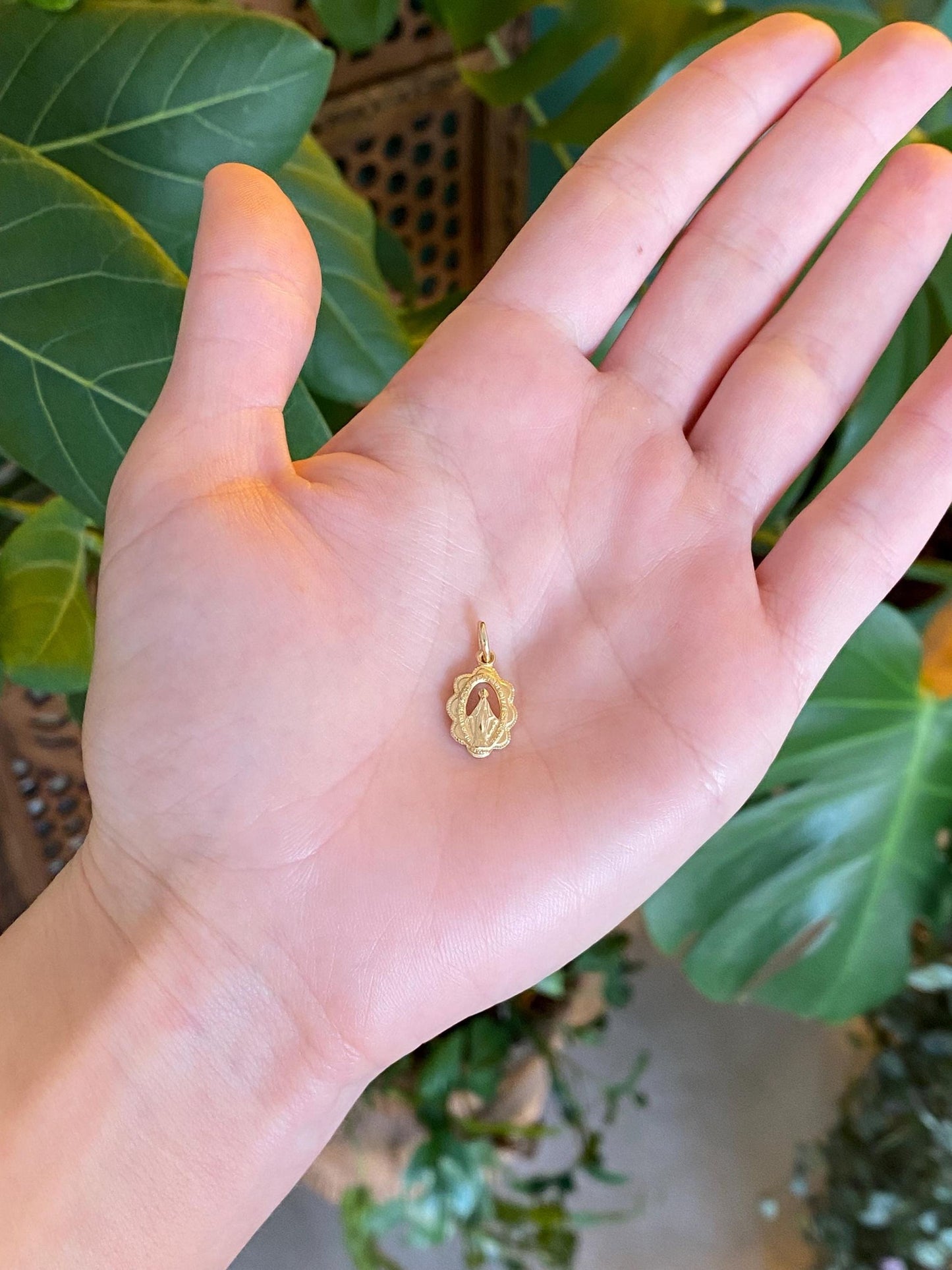 Vintage Solid 10k Yellow Gold Miraculous Medal Religious Charm