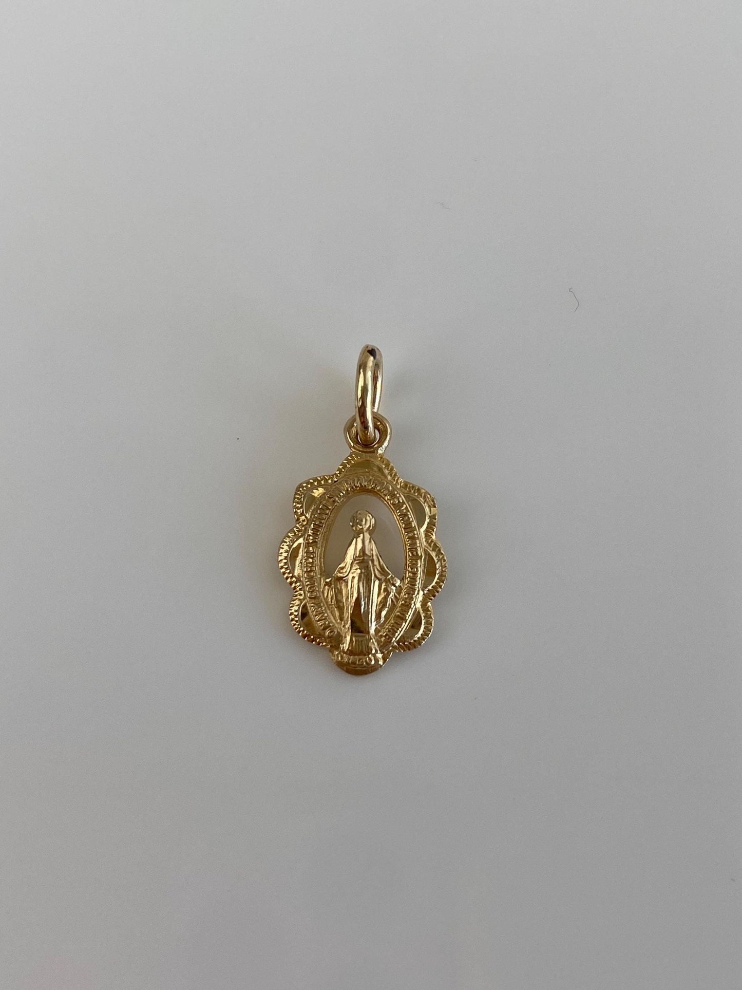 Vintage Solid 10k Yellow Gold Miraculous Medal Religious Charm