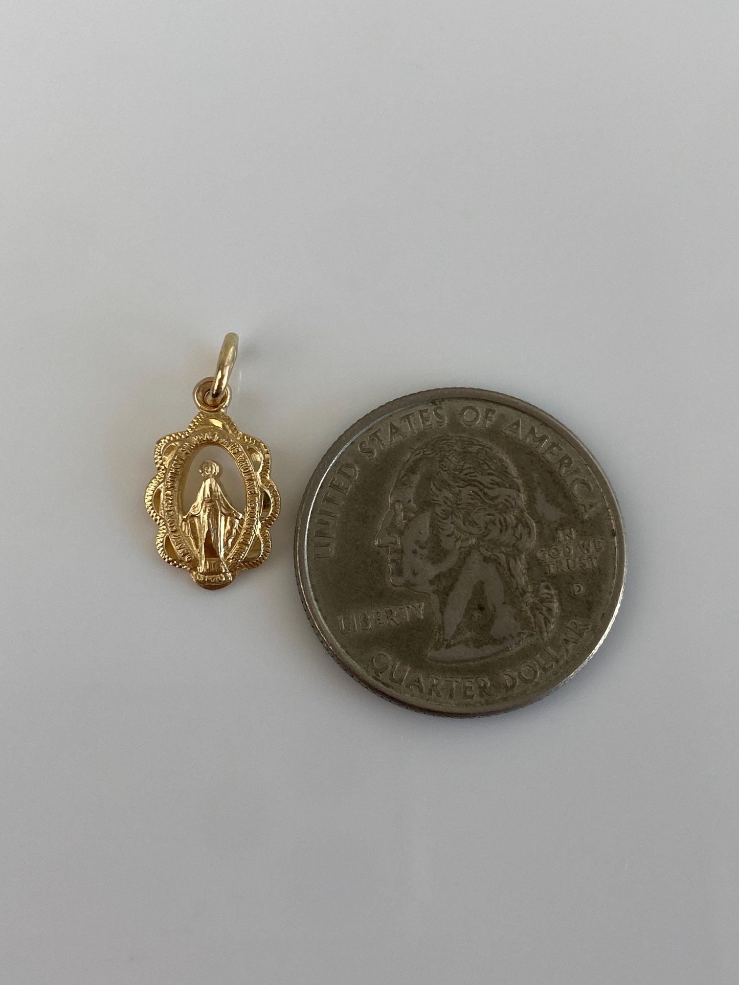 Vintage Solid 10k Yellow Gold Miraculous Medal Religious Charm