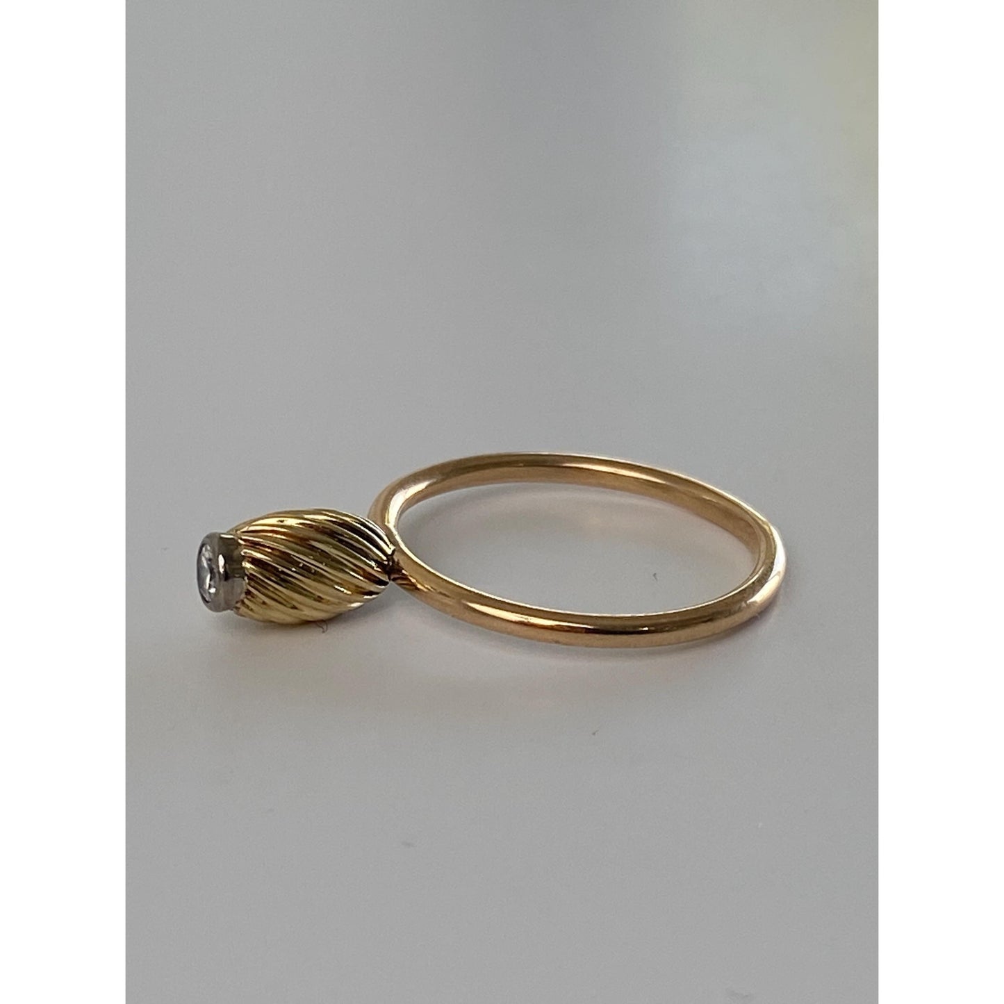 Vintage Solid 14k Yellow Gold Diamond Ring - Size 5.25