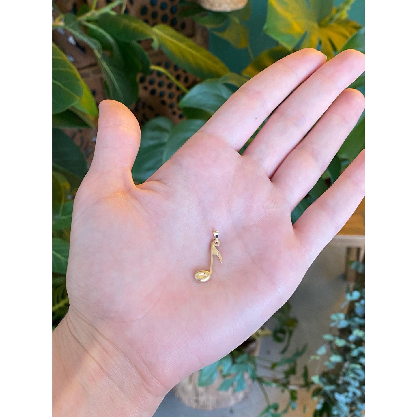 Vintage Solid 14k Yellow Gold Music Note Charm