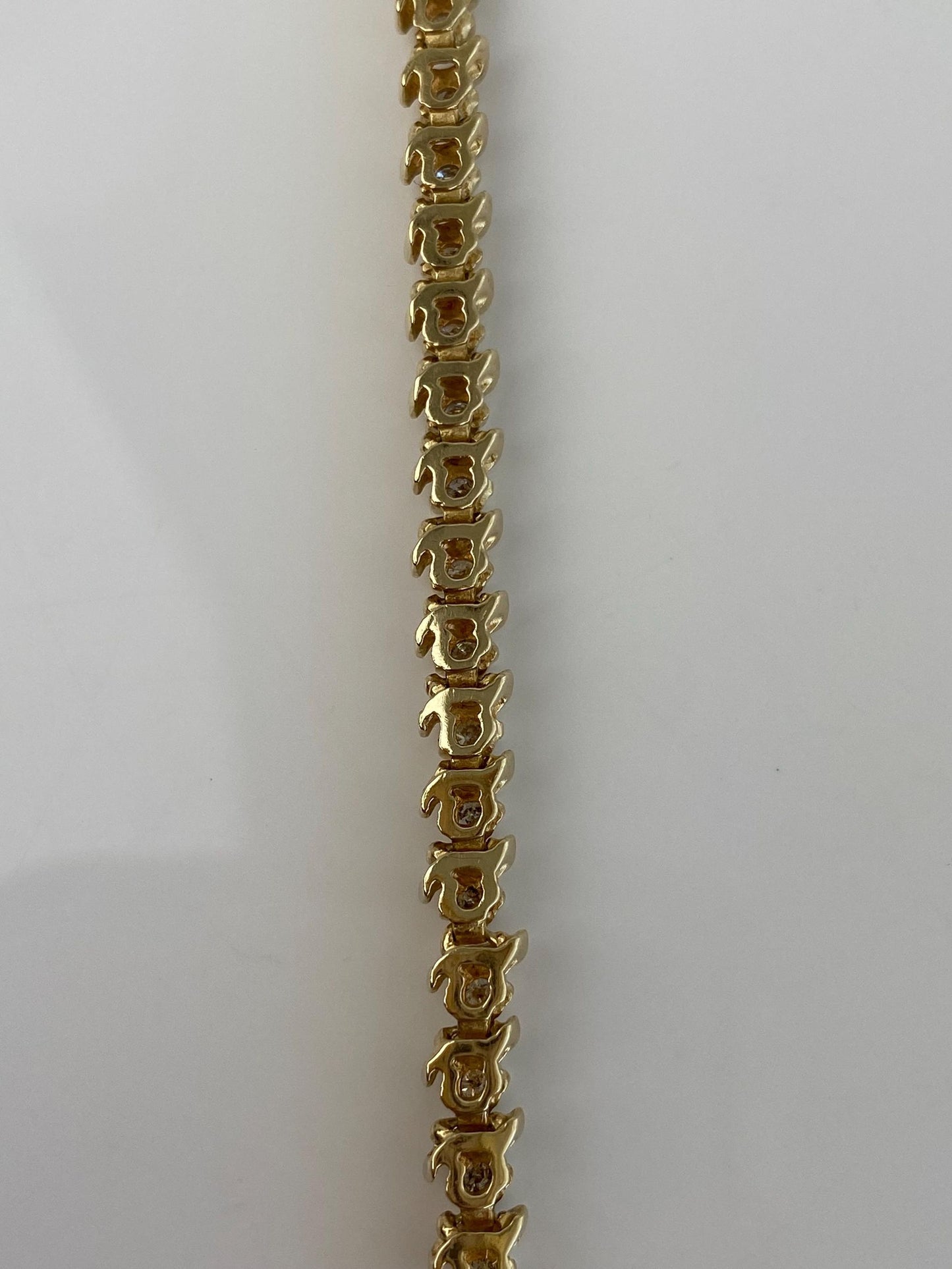 Solid 14k Yellow Gold Diamond Tennis Bracelet - 7.75 Inches