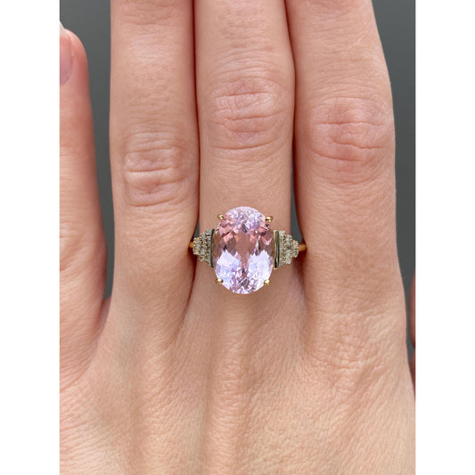 Vintage Solid 10k Yellow Gold Diamond Light Purple Pink Cubic Zirconia Ring - Size 8.75