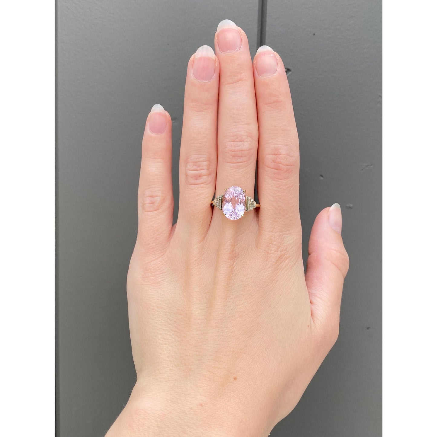 Vintage Solid 10k Yellow Gold Diamond Light Purple Pink Cubic Zirconia Ring - Size 8.75