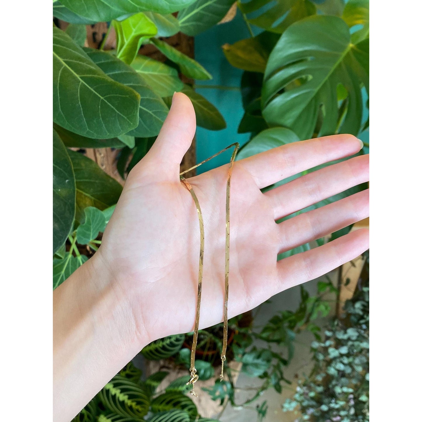 Vintage Solid 14k Yellow Gold Chunky Triangle Link Chain Necklace - 18 inches