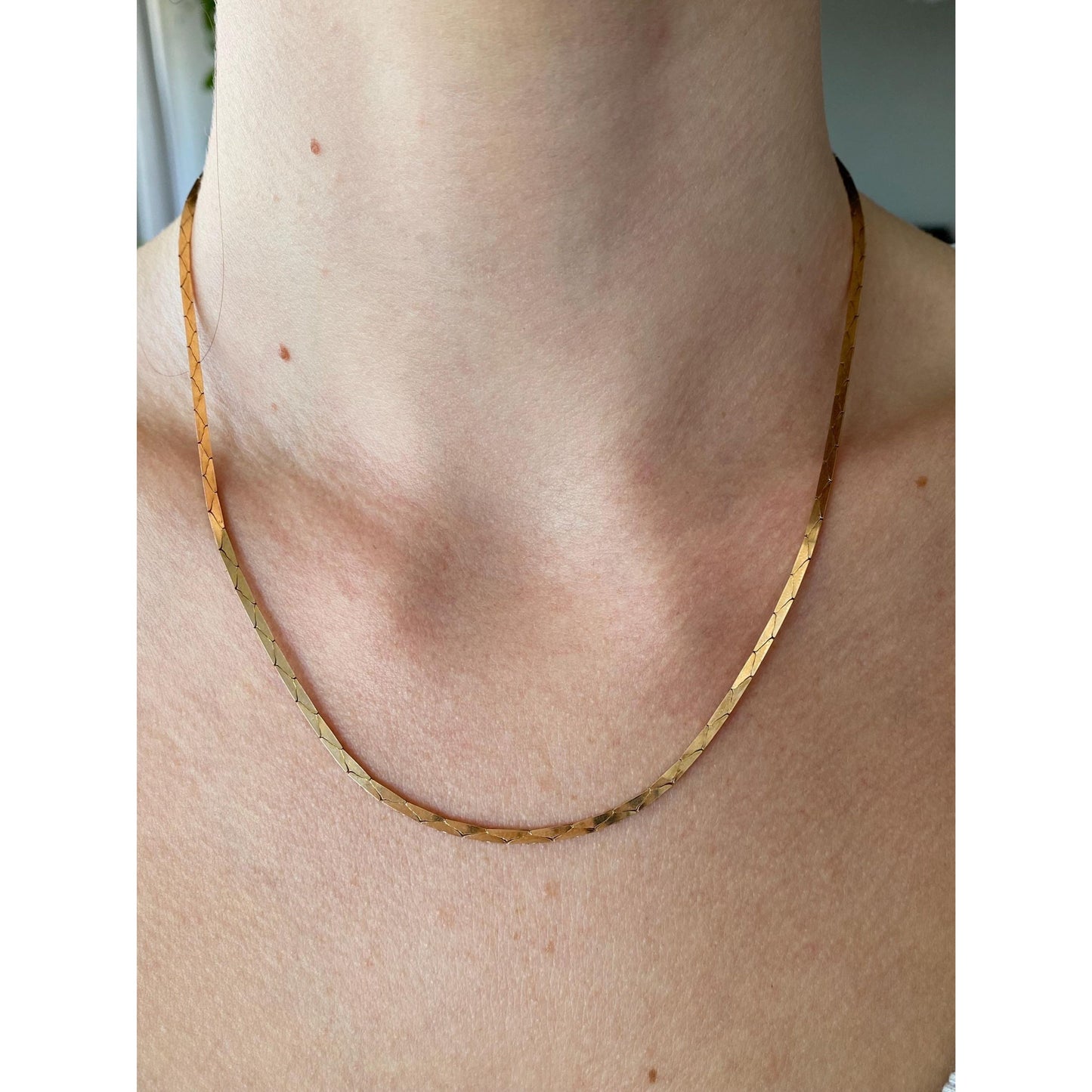 Vintage Solid 14k Yellow Gold Chunky Triangle Link Chain Necklace - 18 inches