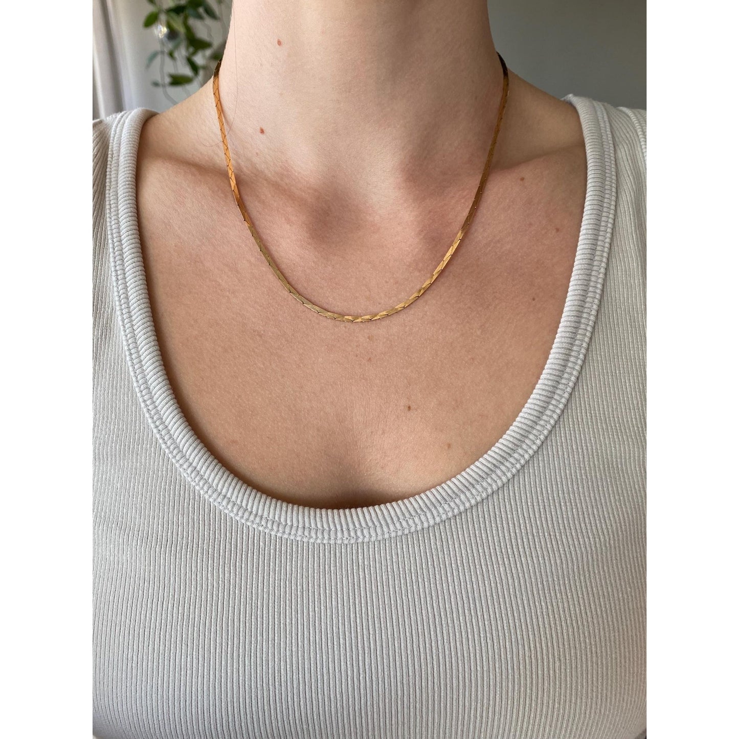 Vintage Solid 14k Yellow Gold Chunky Triangle Link Chain Necklace - 18 inches