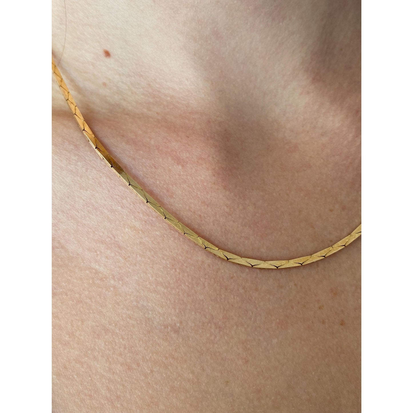 Vintage Solid 14k Yellow Gold Chunky Triangle Link Chain Necklace - 18 inches