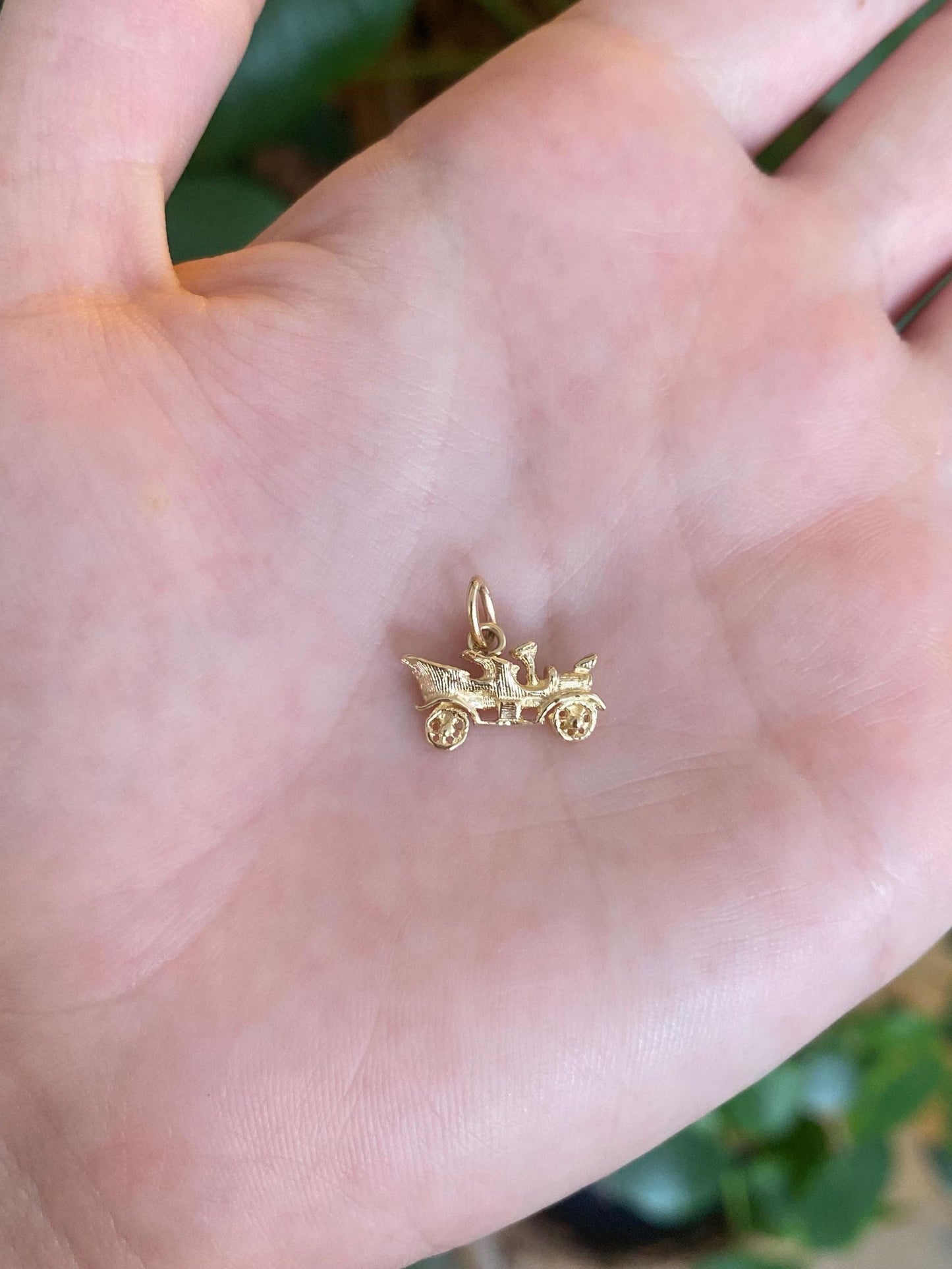 Vintage Solid 12k Yellow Gold Old Timey Car Charm