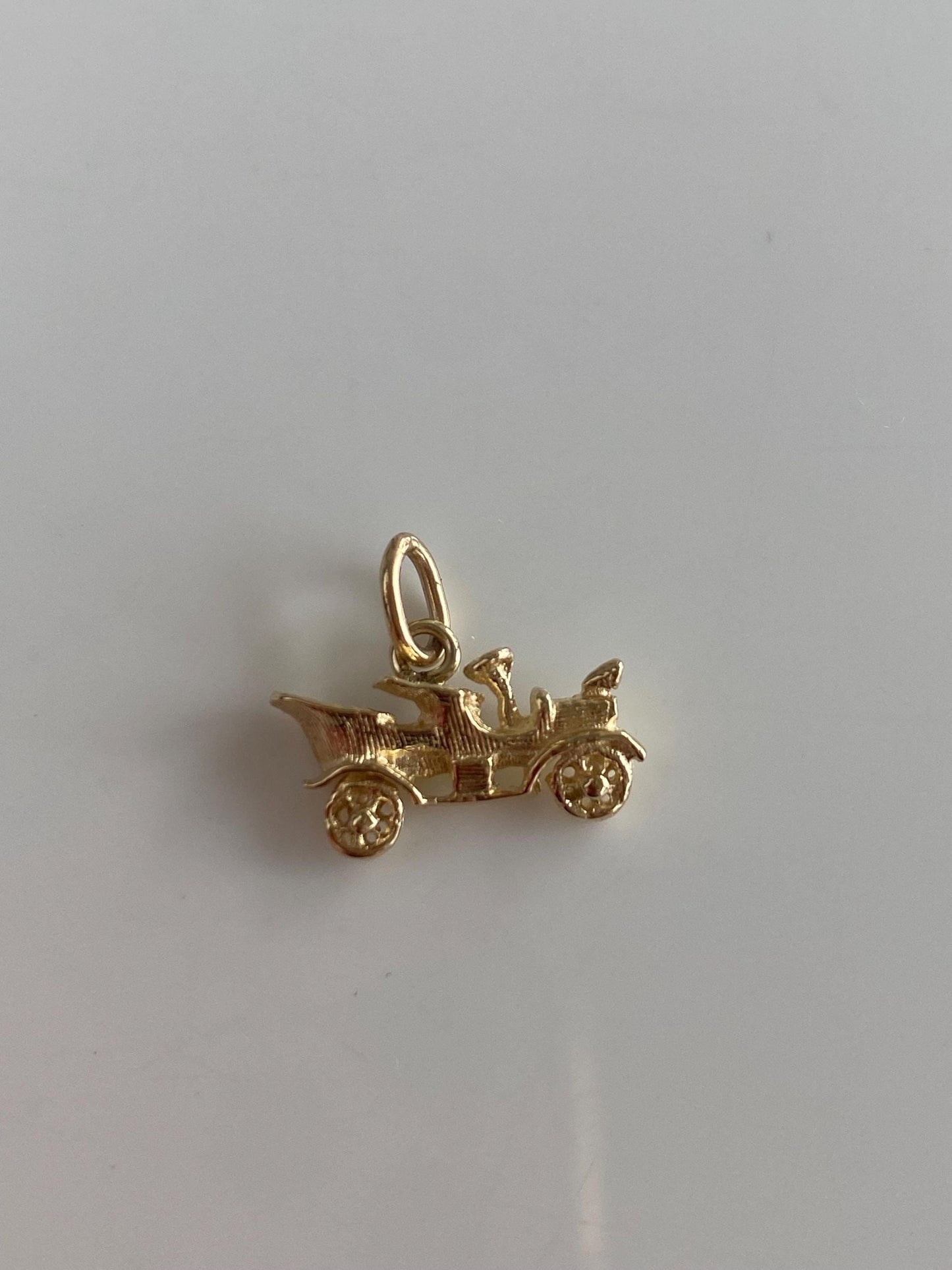 Vintage Solid 12k Yellow Gold Old Timey Car Charm