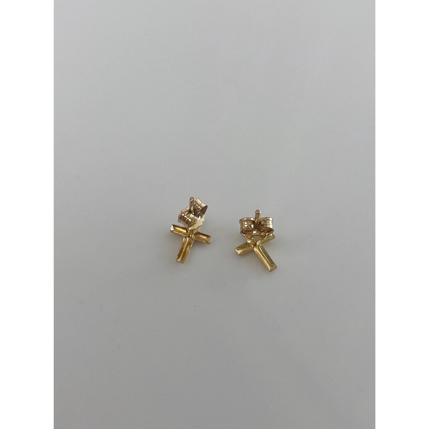 Vintage Solid 14k Yellow Gold Cross Stud Earrings