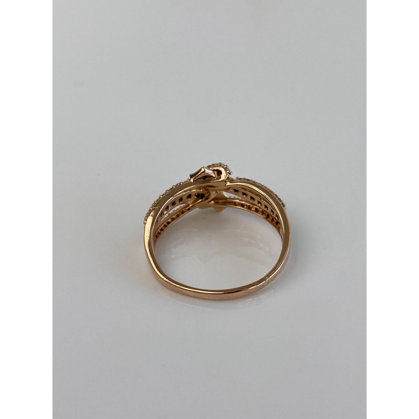 Solid 14k Rosey Gold Black Enamel Diamond Ring Band - Size 11.75