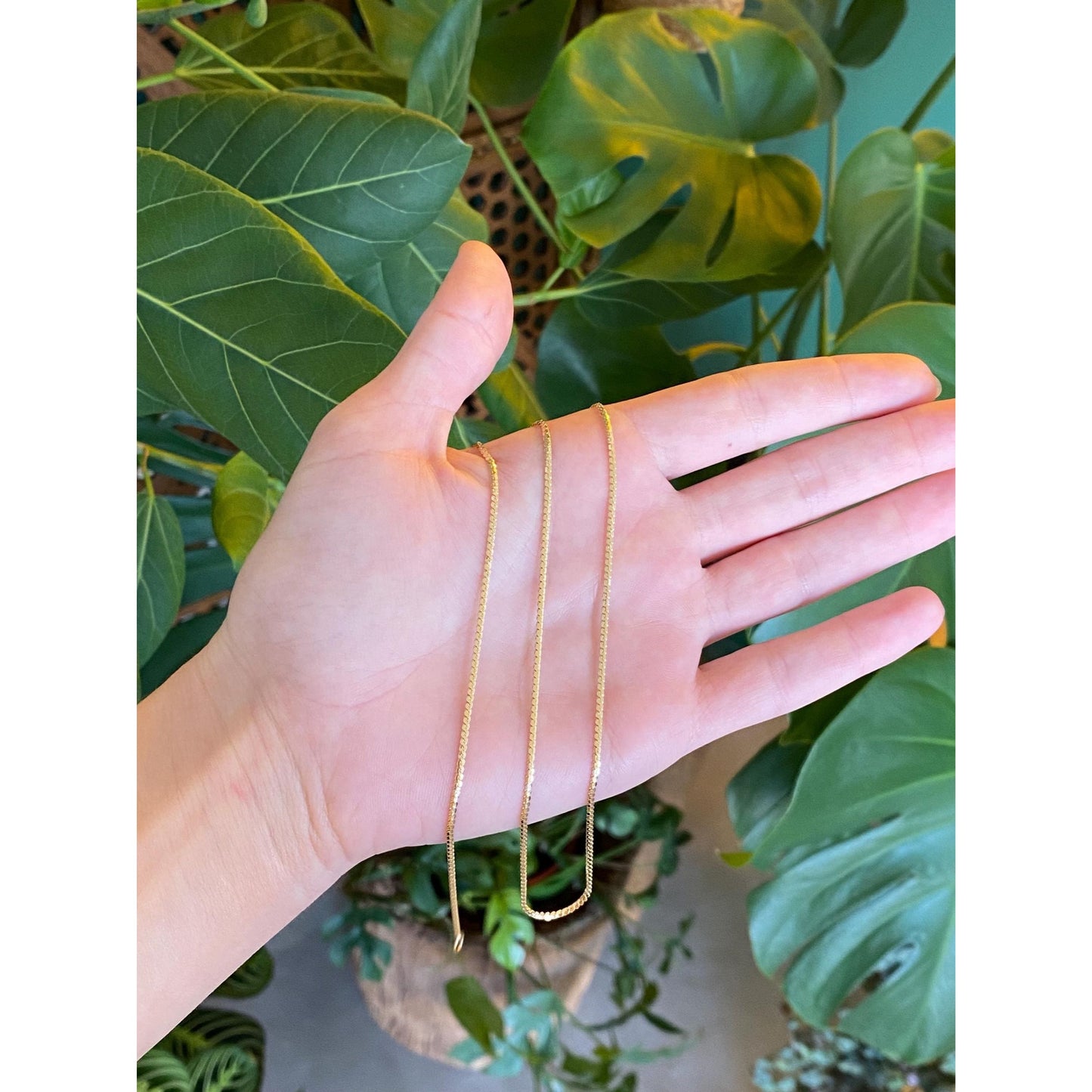 Vintage Solid 18k Yellow Gold Long Rounded Serpentine Chain - 23.5 inches