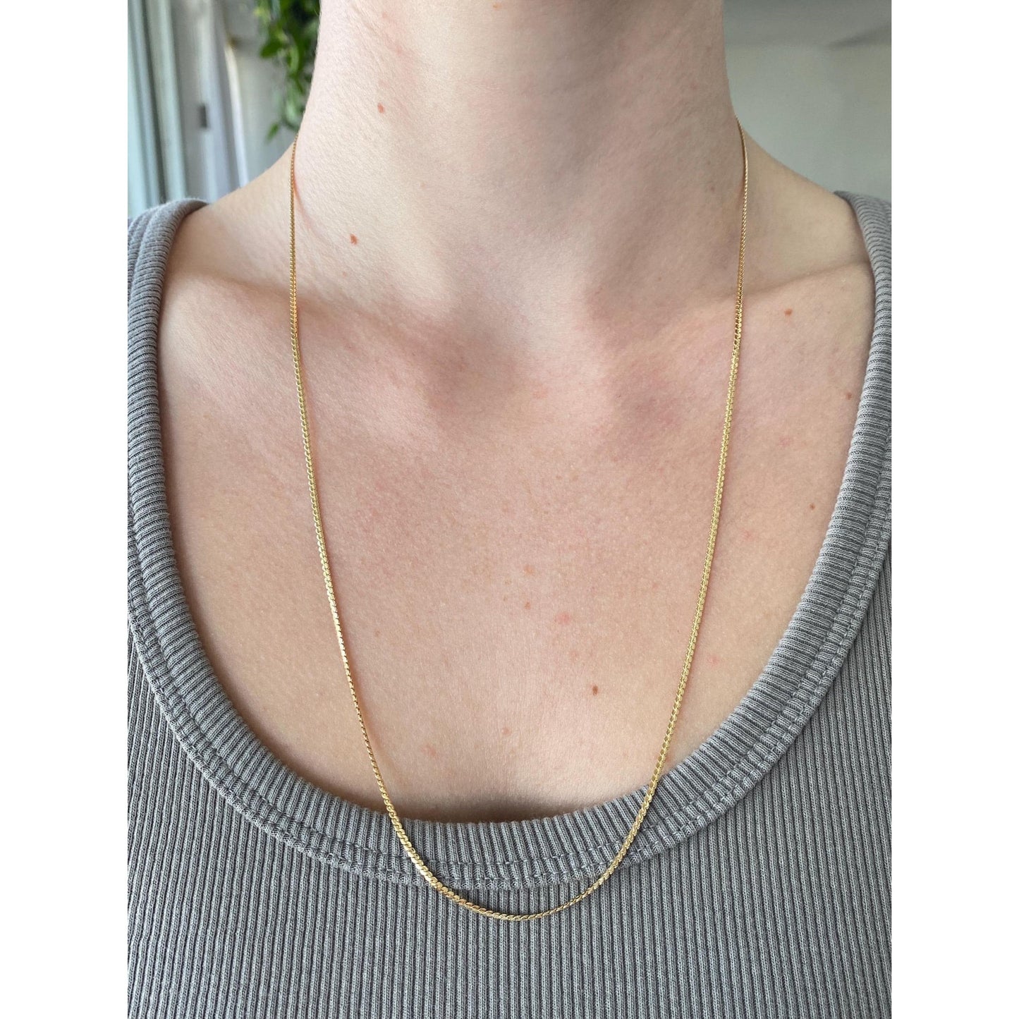 Vintage Solid 18k Yellow Gold Long Rounded Serpentine Chain - 23.5 inches