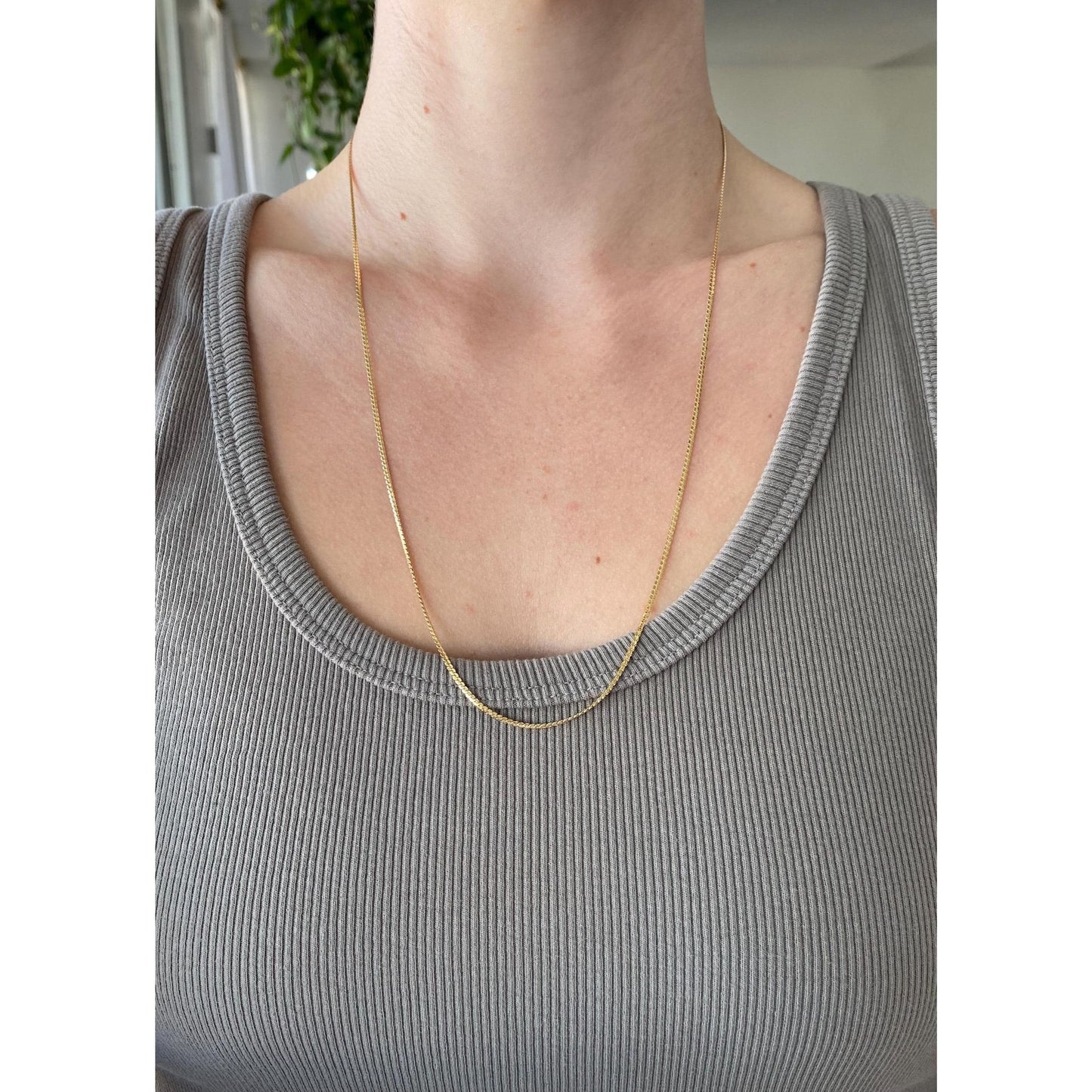 Vintage Solid 18k Yellow Gold Long Rounded Serpentine Chain - 23.5 inches