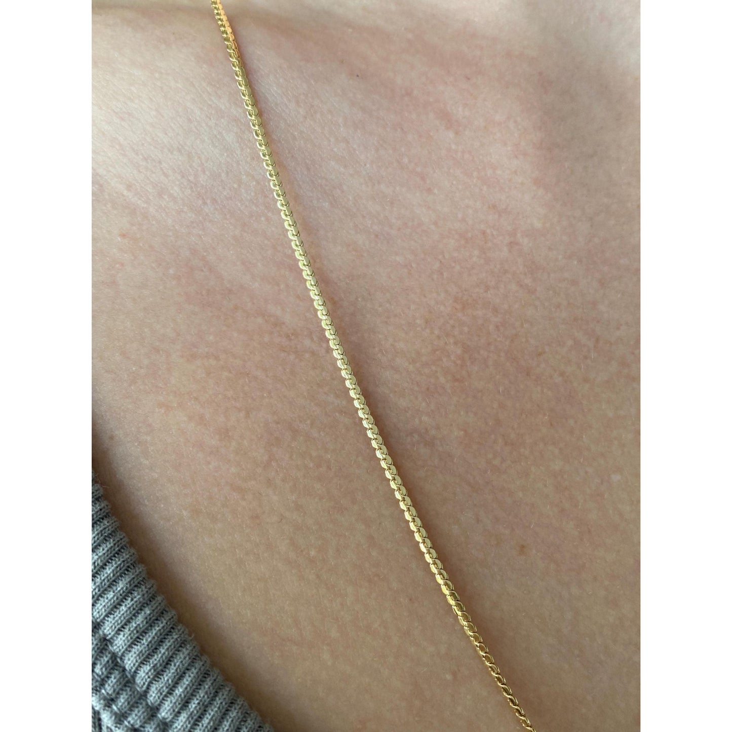 Vintage Solid 18k Yellow Gold Long Rounded Serpentine Chain - 23.5 inches