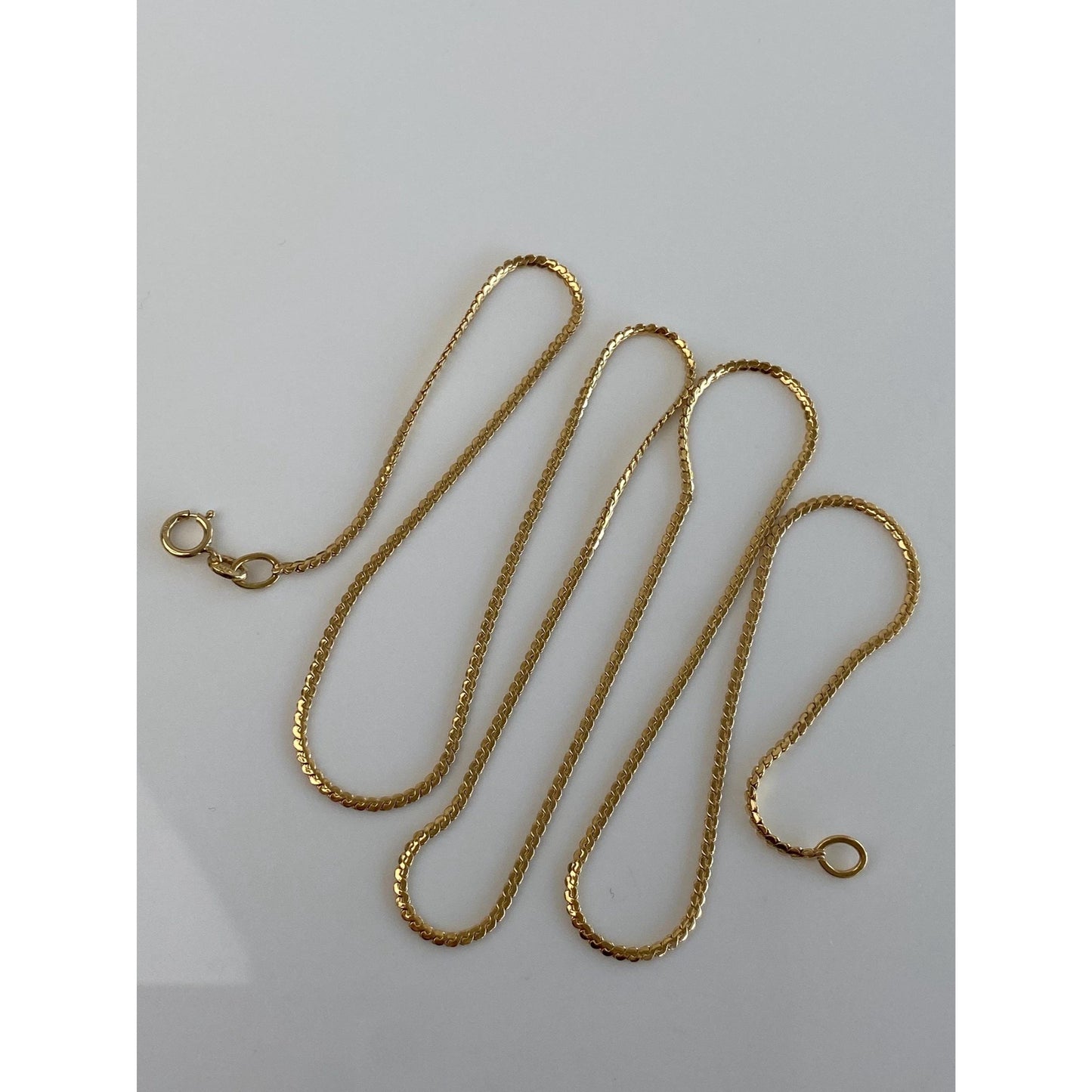 Vintage Solid 18k Yellow Gold Long Rounded Serpentine Chain - 23.5 inches