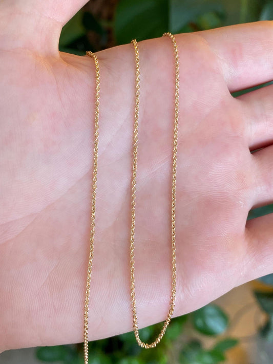 Vintage Solid 18k Yellow Gold Tight Rolo Style Chain Necklace - 18.5 inches