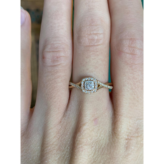 Vintage Solid 14k Yellow Gold Diamond Twist Ring - Size 6.75