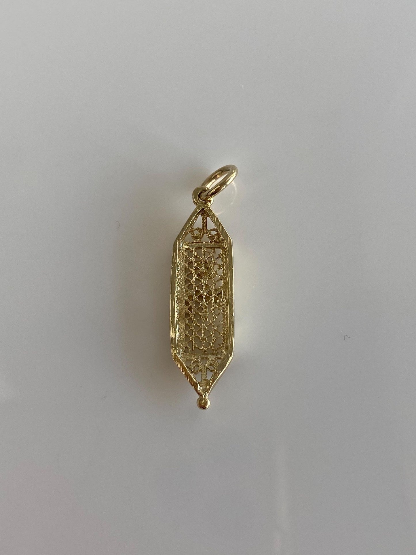 Vintage Solid 12k Yellow Gold Chai Filigree Charm