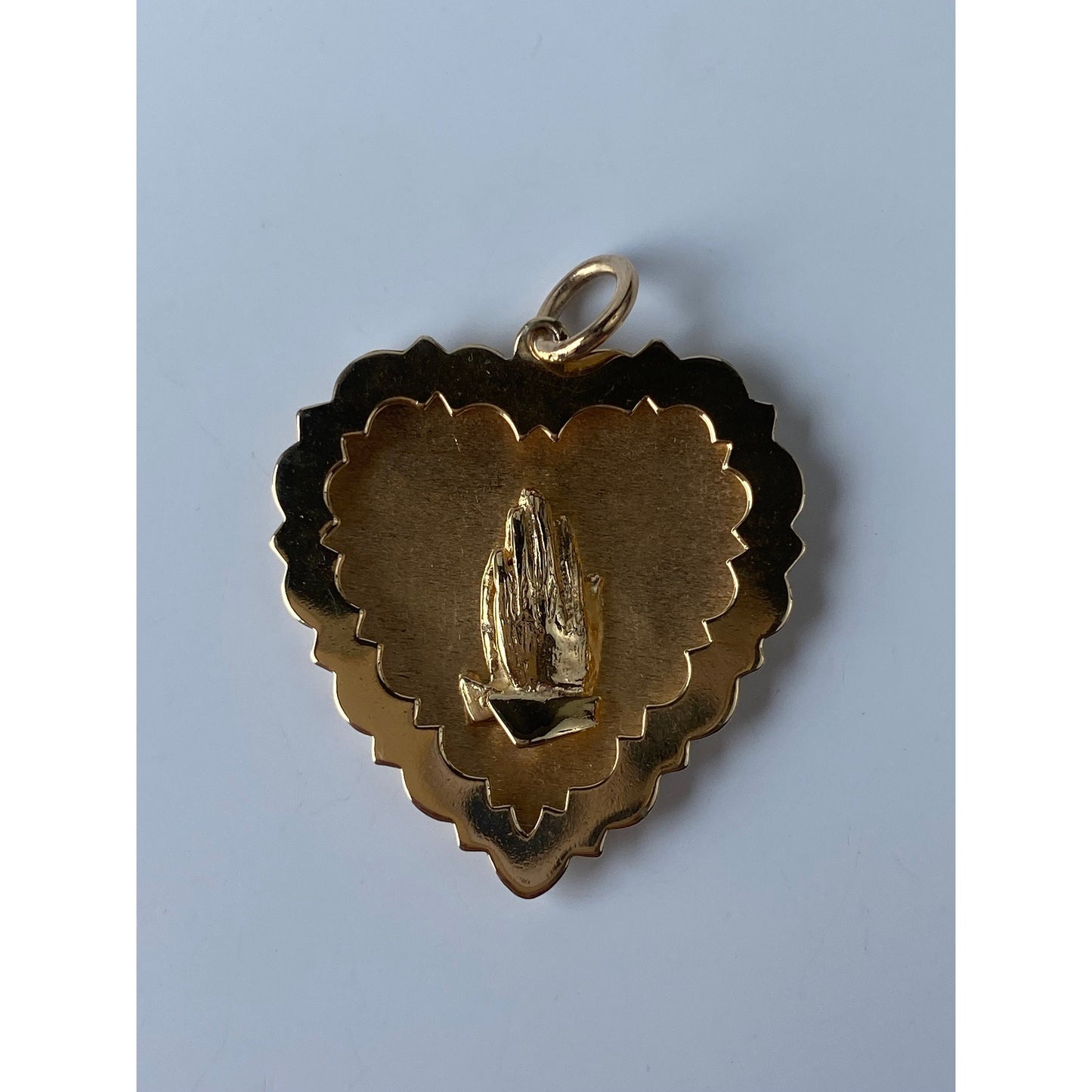 Vintage Solid 14k Praying Hands Heart Charm