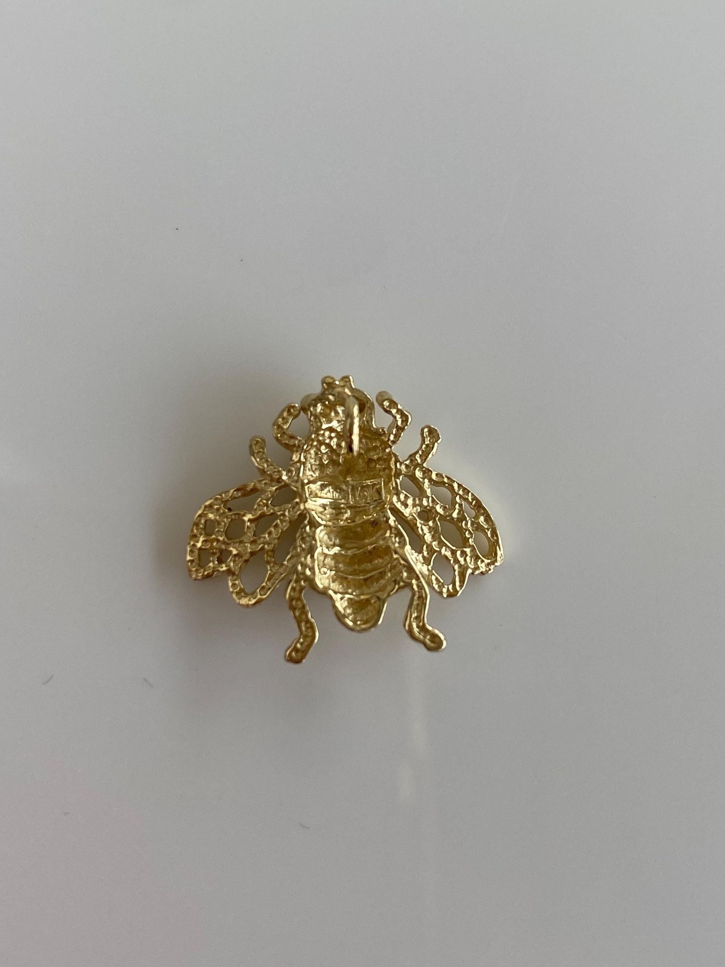 Vintage Solid 14k Yellow Gold Bee Charm