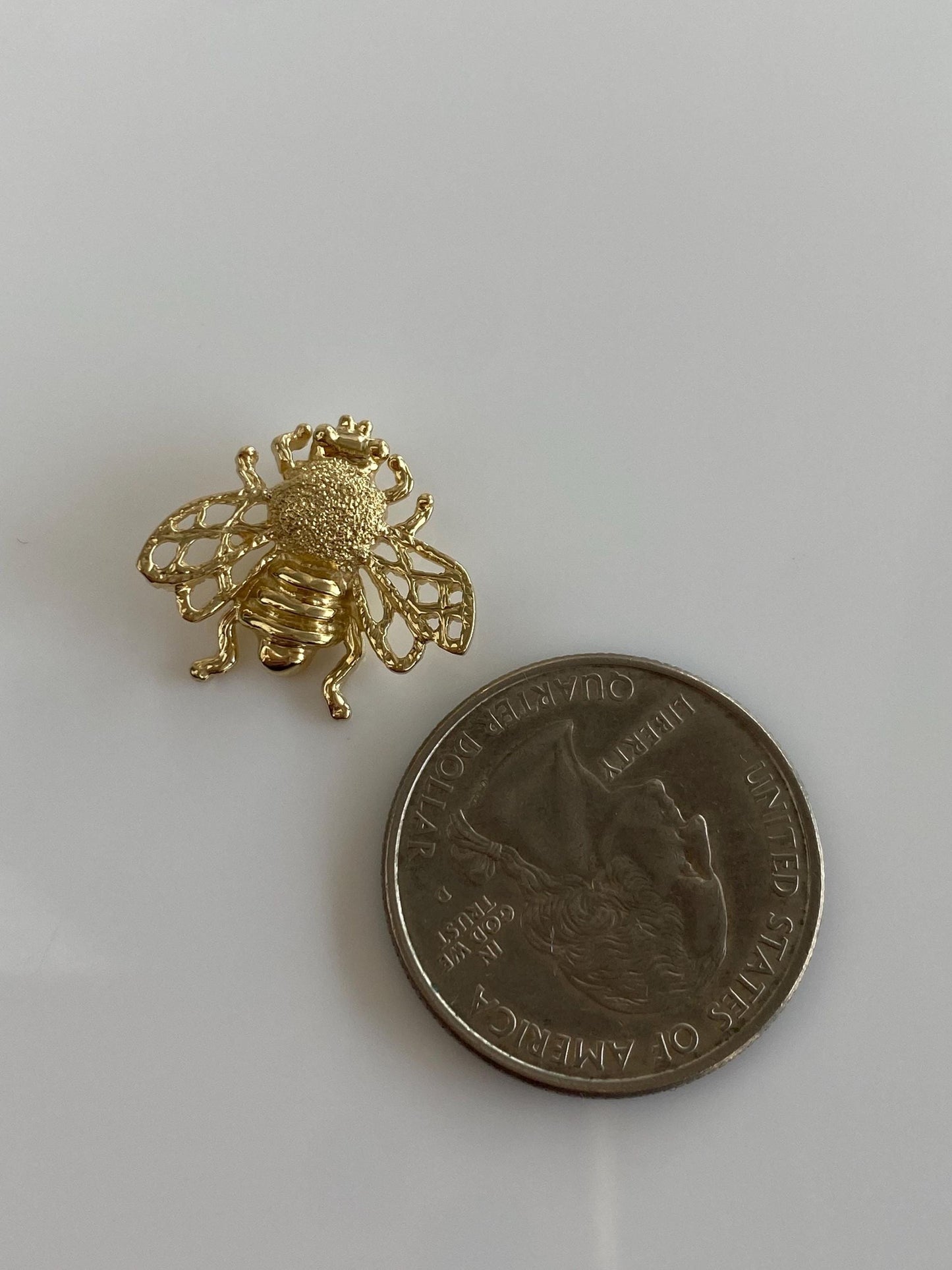 Vintage Solid 14k Yellow Gold Bee Charm