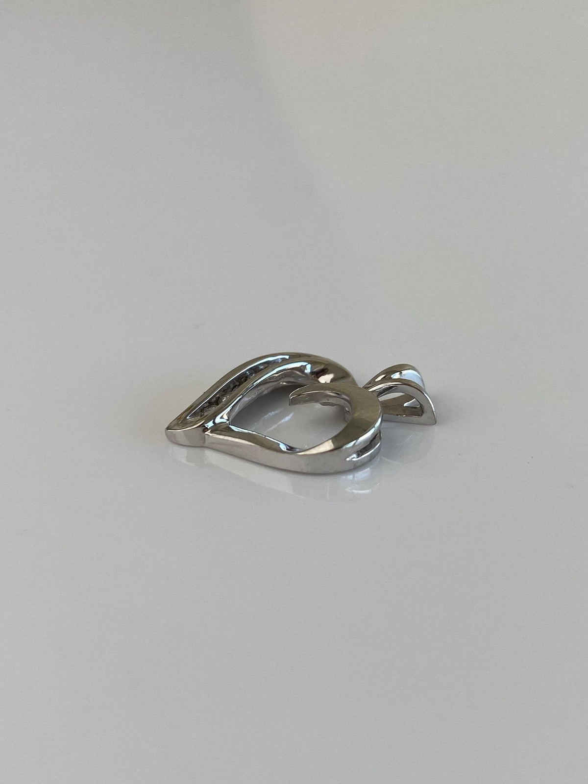 Vintage Solid 10k White Gold Diamonds Heart Charm