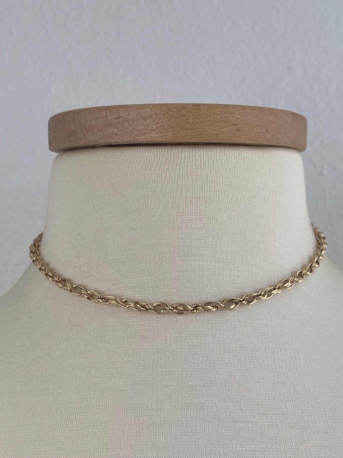 Vintage 14k Yellow Gold Open Design Rope Chain Necklace - 15.25 inches