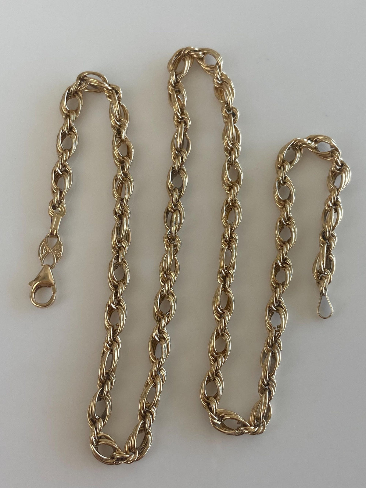 Vintage 14k Yellow Gold Open Design Rope Chain Necklace - 15.25 inches