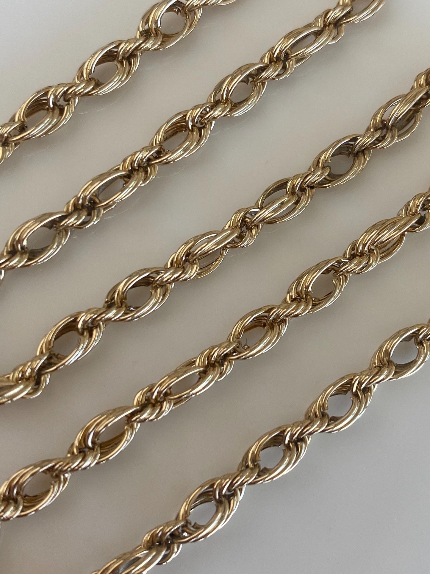 Vintage 14k Yellow Gold Open Design Rope Chain Necklace - 15.25 inches