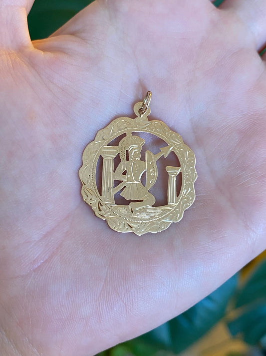 Vintage Solid 14k Rosey Gold Roman Warrior Charm
