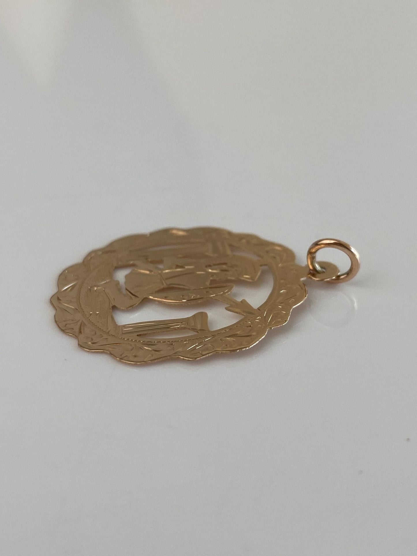 Vintage Solid 14k Rosey Gold Roman Warrior Charm
