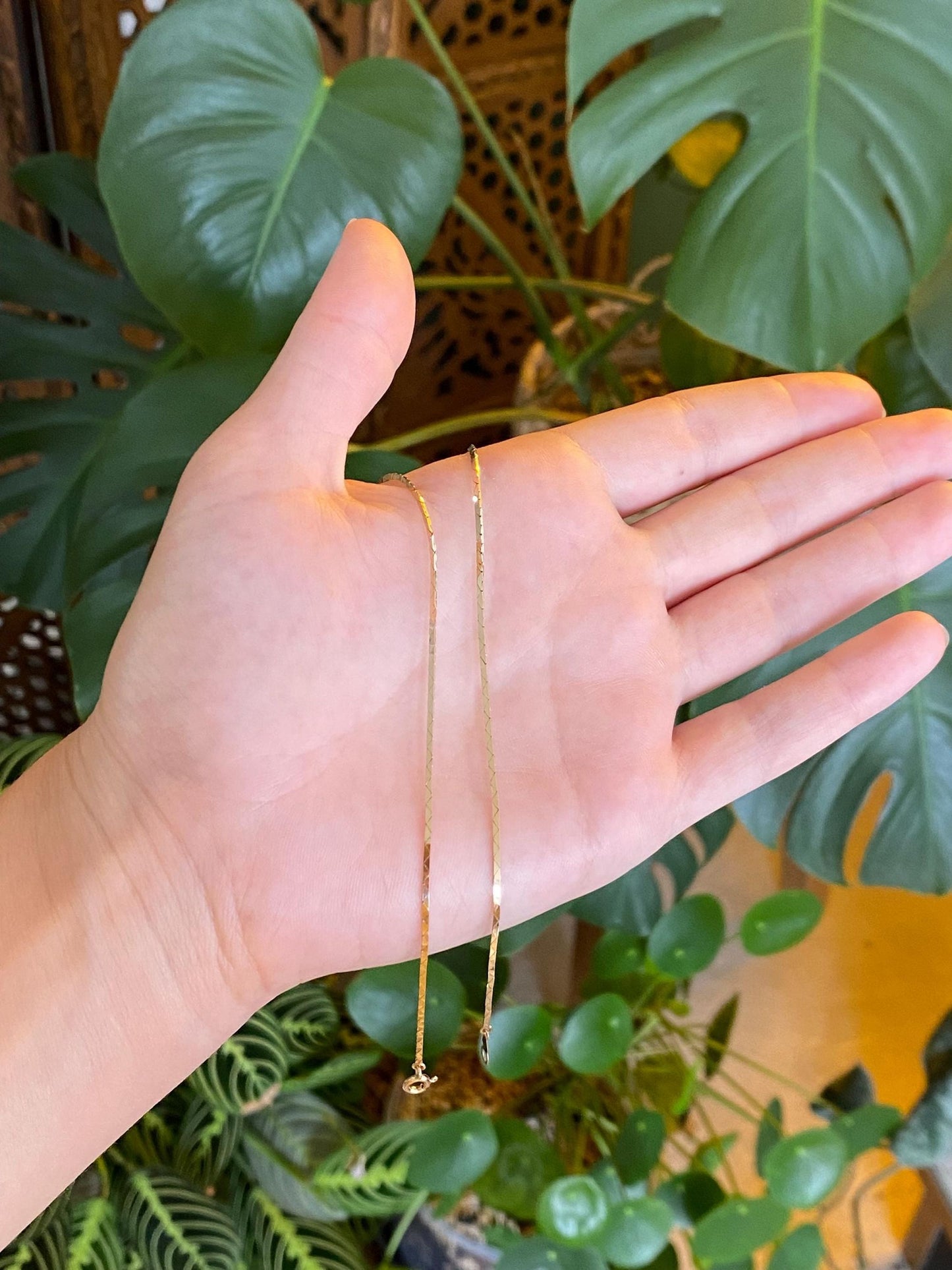Vintage Solid 14k Yellow Gold Triangle Link Chain Necklace - 18 inches