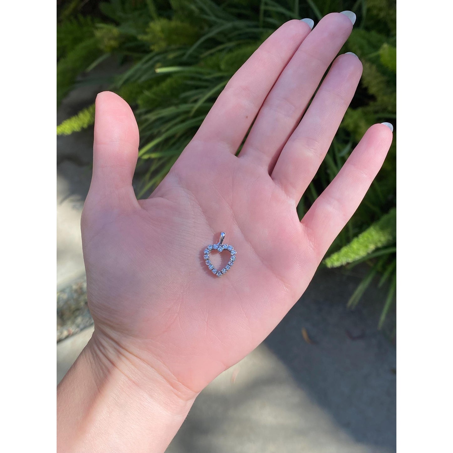 Solid 14k White Gold Diamond Heart Charm