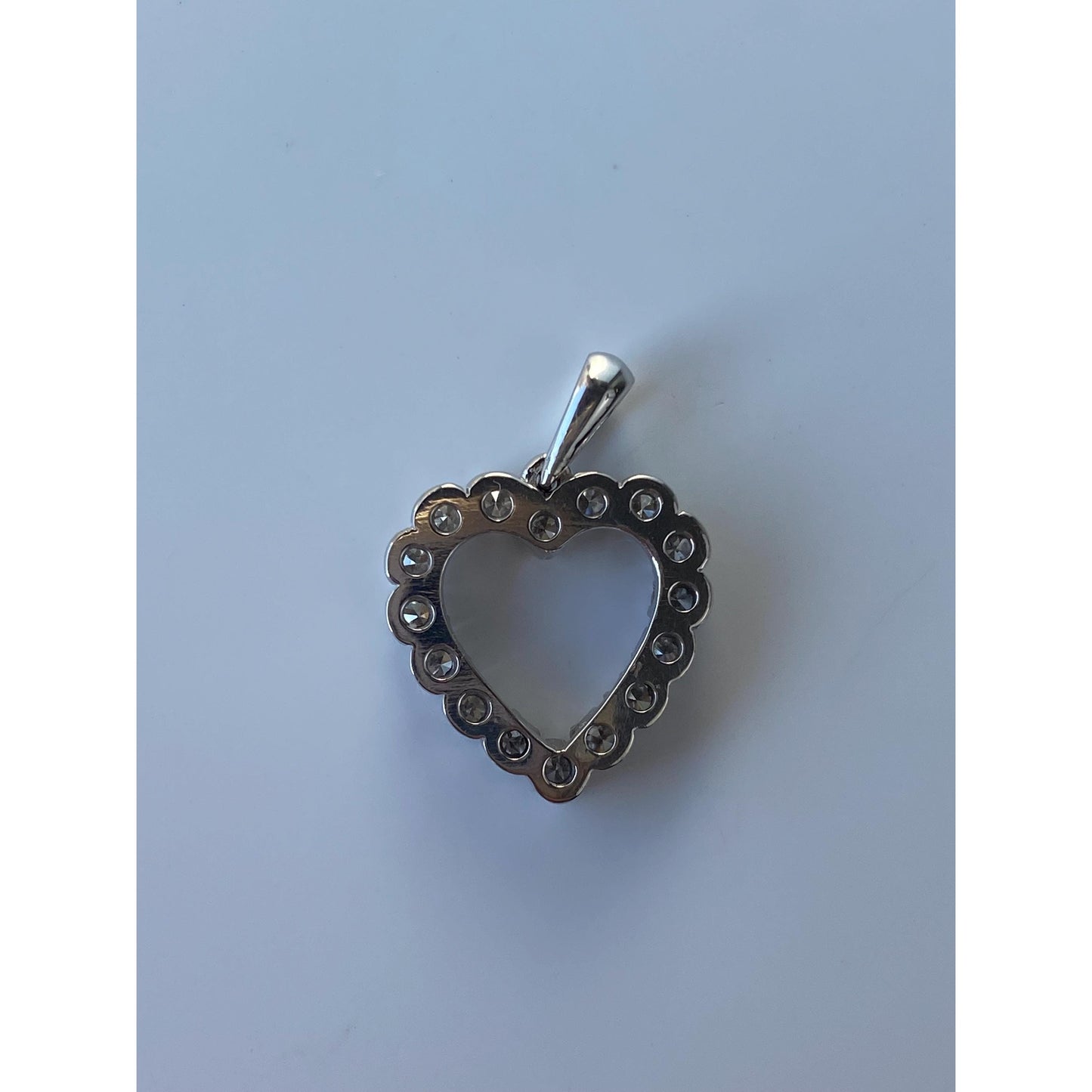 Solid 14k White Gold Diamond Heart Charm
