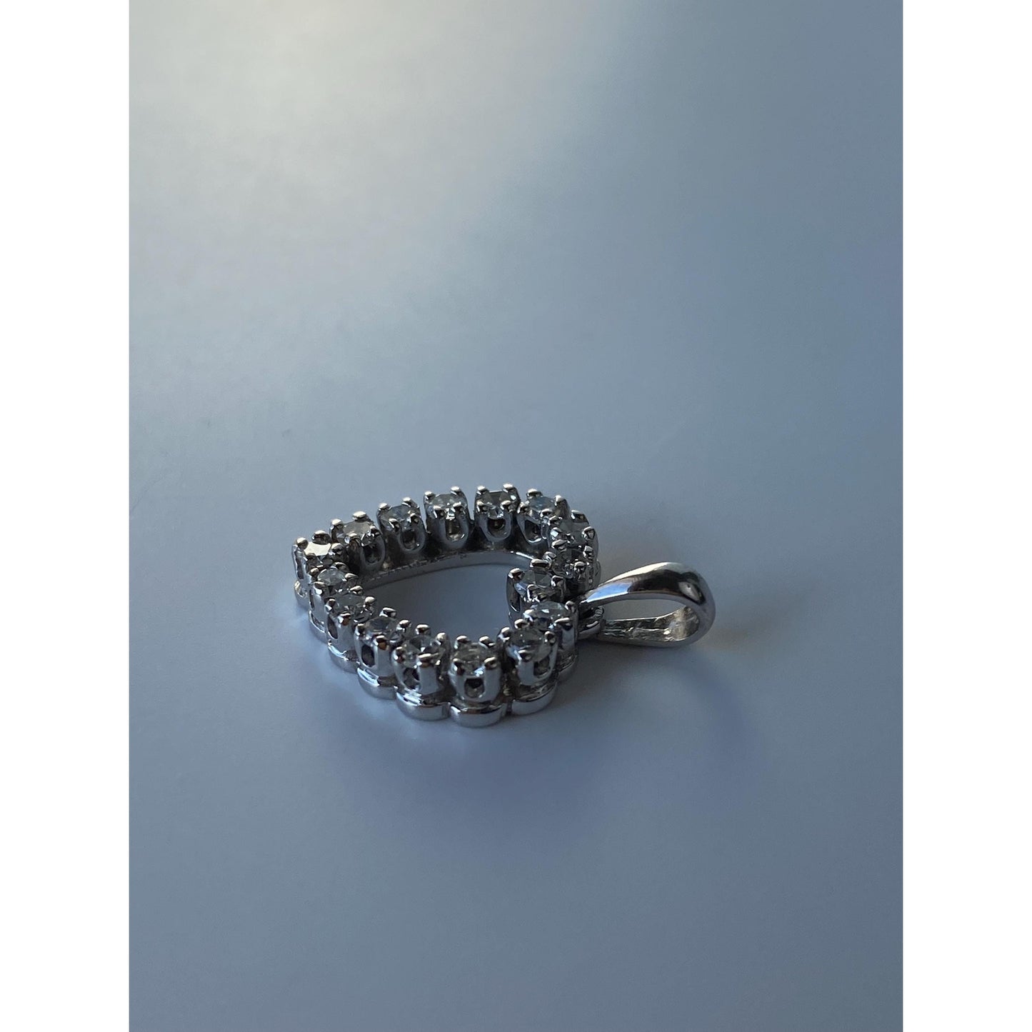 Solid 14k White Gold Diamond Heart Charm