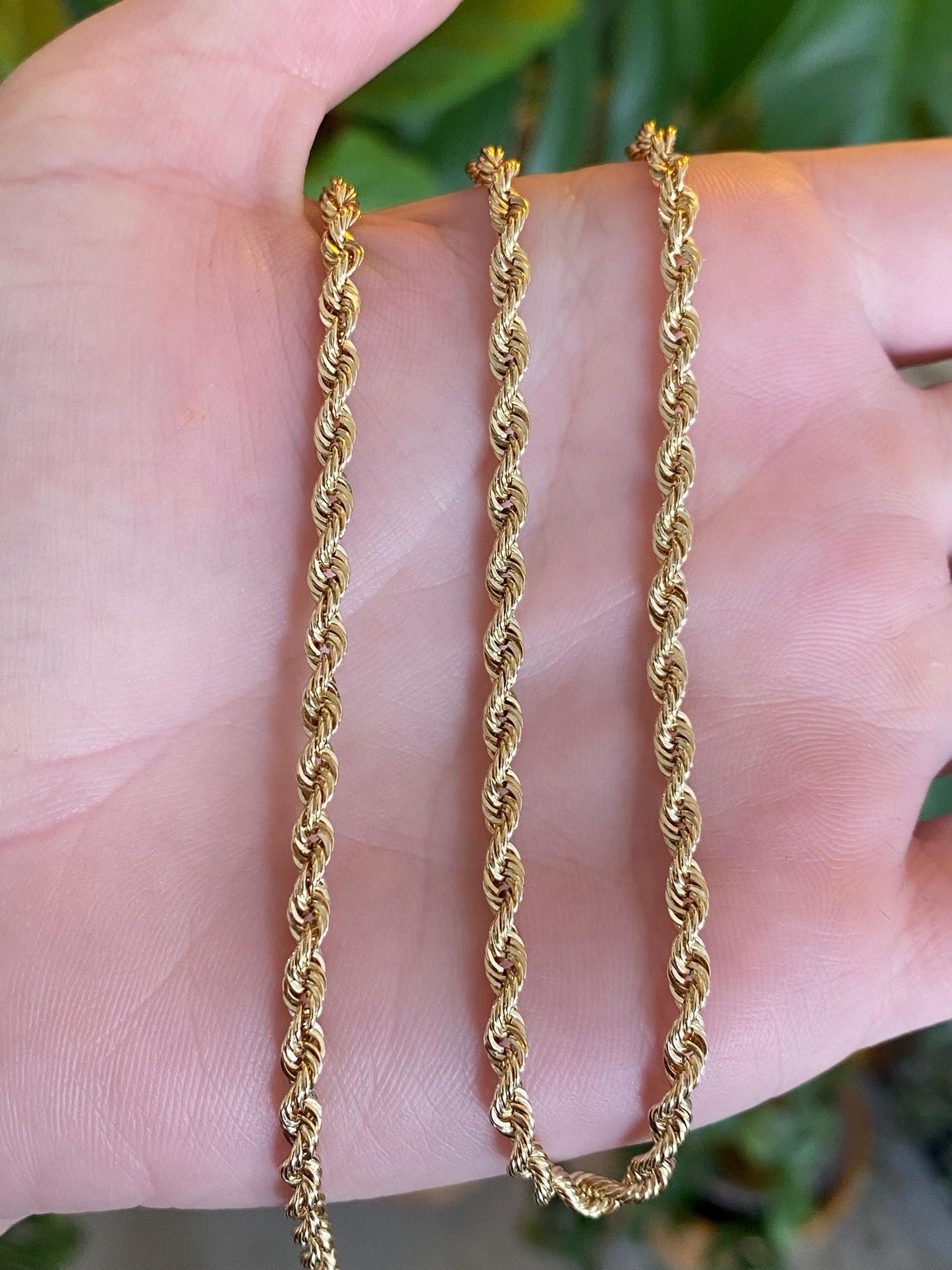 Vintage Solid 14k Yellow Gold Long Rope Chain Necklace - 24.5 inches